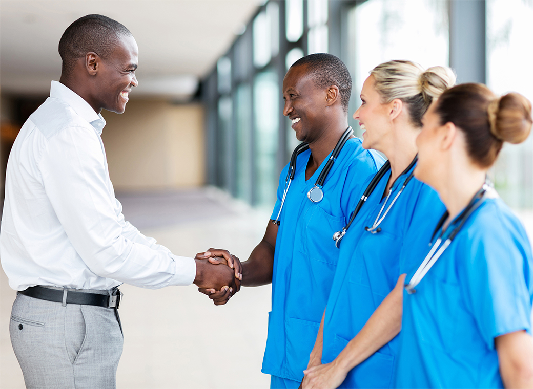 Physicians shaking hands